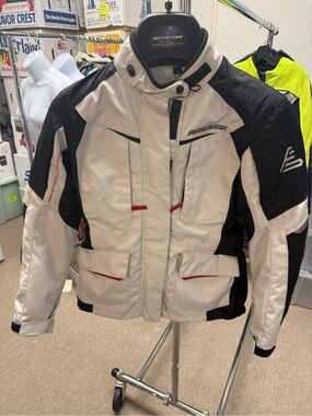 Fieldsheer Textile Riding Jacket in White, Black & Red Accents
